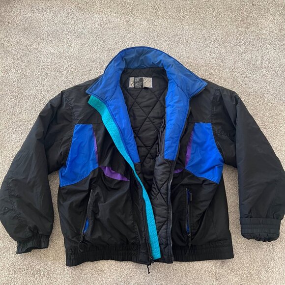 Vintage Retro Profile Colorblock 80s Ski Jacket Quilted Lining XL - Picture 4 of 8